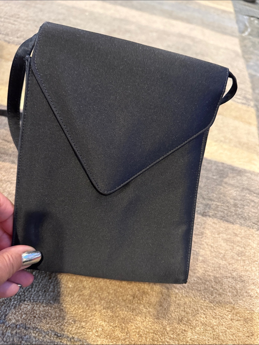 Charles joudan Classic Black Silk Envelope Crossbody Bag